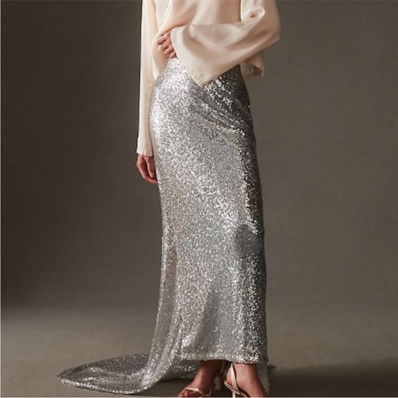 NWT NEW Mare Mare x Anthropologie sequin long skirt with train size LP - Picture 1 of 10